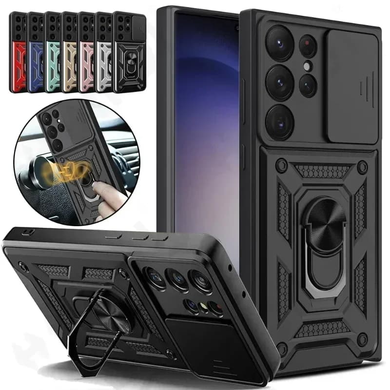 Armor Rotate Magnetic Case For Samsung Galaxy S25 24 23 22 Ultra S21 S20 Plus A25 A54  With Ring Stand Camera Lens Anti-Scratch