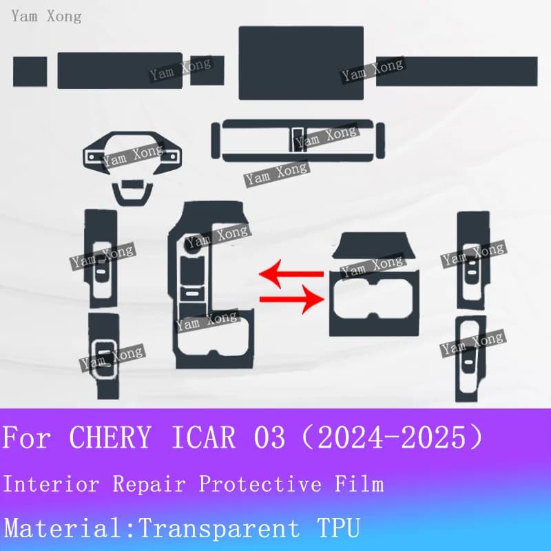 for CHERY ICAR 03 JAECOO J6 Interior Transparent Film Sticker Center Console Navigation Screen & Gear Panel Protection Film