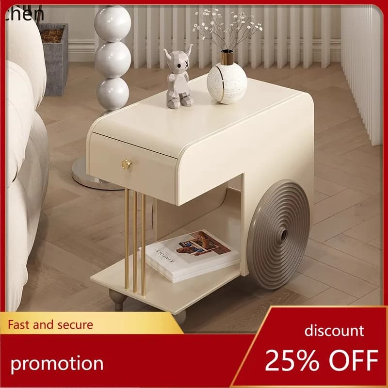 ZML Side Table for Home Use, Movable Sofa Corner Table, Side Cabinet, Bedroom Storage Drawer, Bedside Cabinet