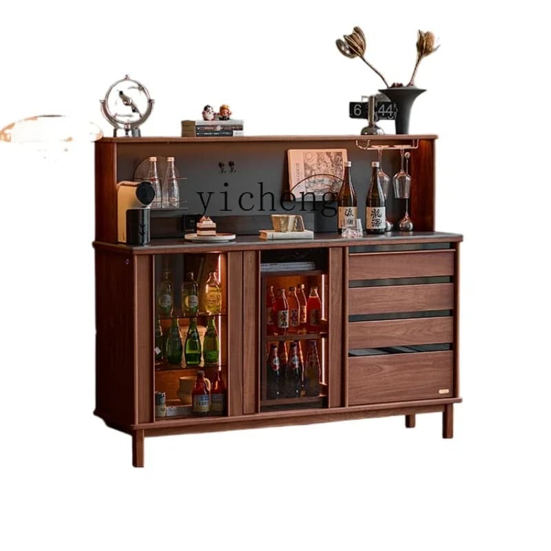 solid wood low dining side cabinet integrated against the wall household large-capacity storage cabinet locker