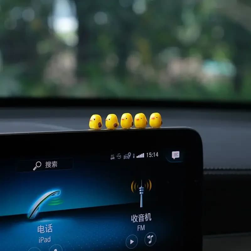 5Pcs Lovely Mini Duck Car Decoration Ornaments, Dashboard & Rearview Mirror Decor for Men Women Auto Gift