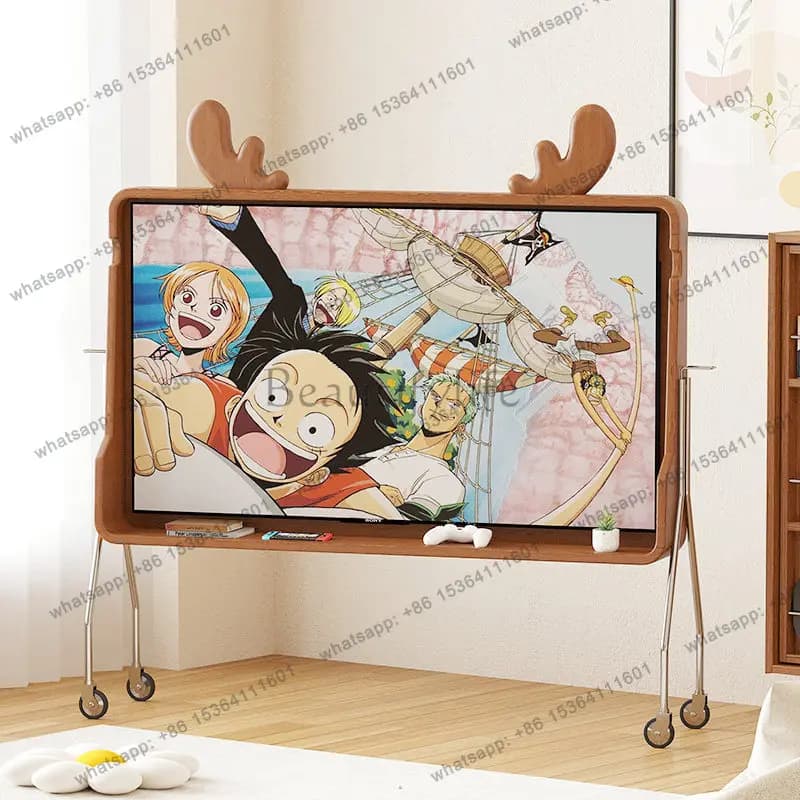 Solid wood medieval removable TV cabinet small apartment TV bracket