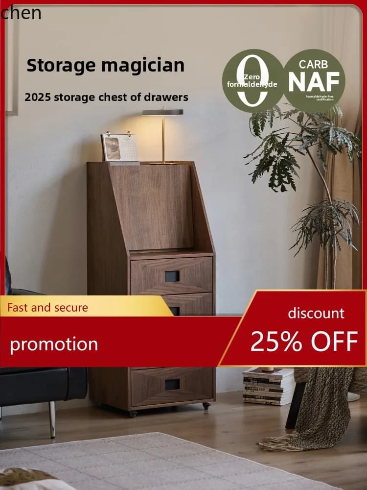 HT Vintage Style Cabinet Storage Bedroom Organizer Bedside Cabinet Living Room Wall-Mounted Home Use Four-Drawer Cabinet