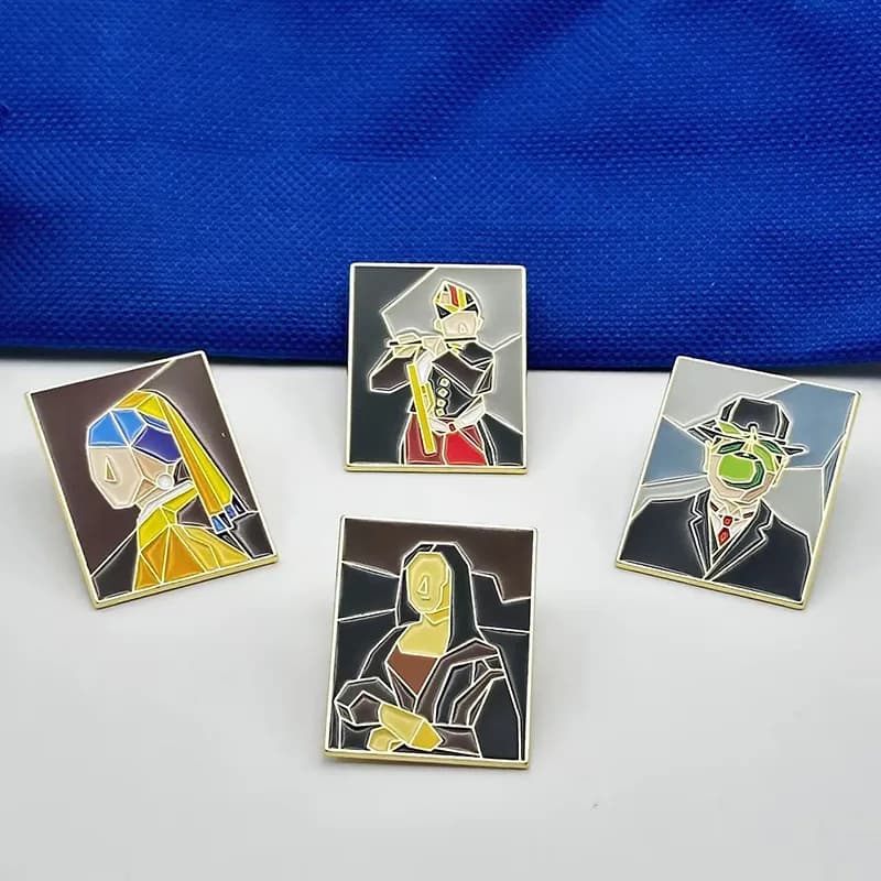 Vintage World Famous Painting Design Brooch Abstract Art Portrait Oil Painting Metal Badge Pin DIY Clothing Bags Hat Decoration