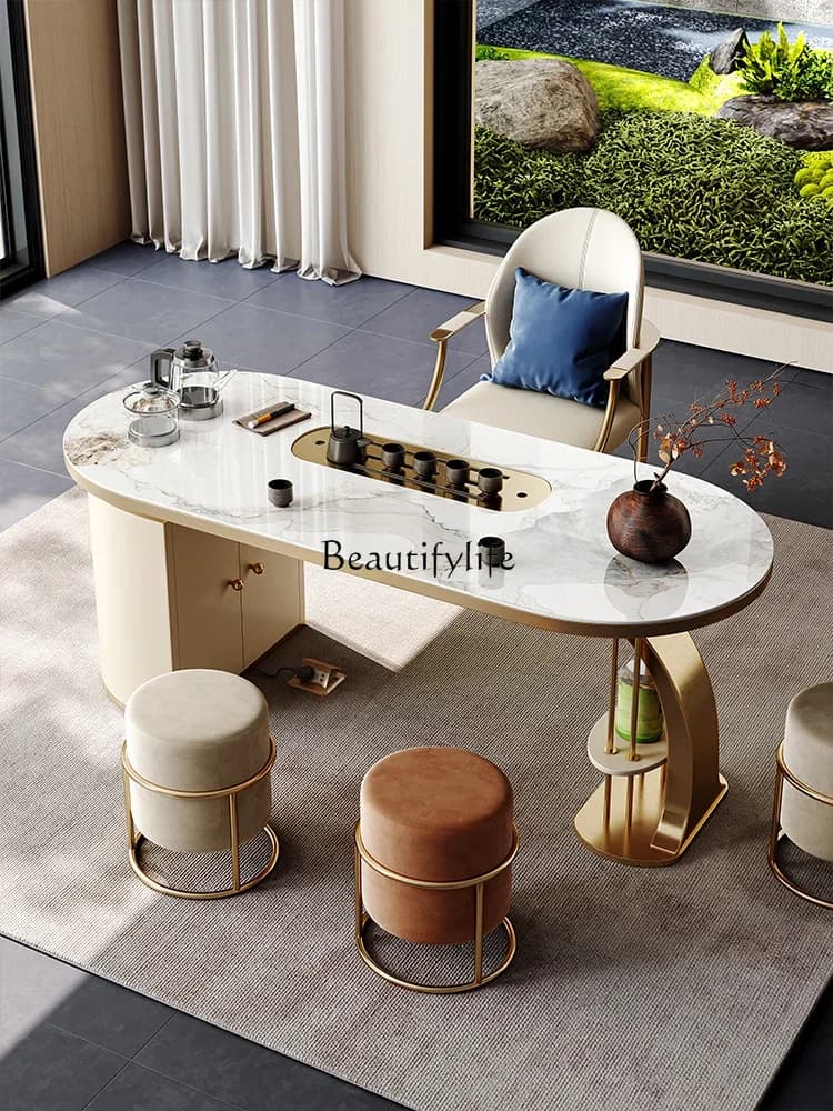 X4 Balcony Slate Household Small Tea Table Kettle Integrated Embedded Small Kung Fu Tea Table