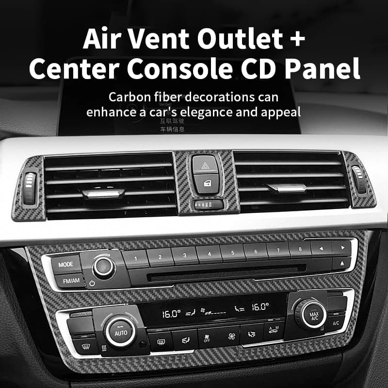 Carbon Fiber For BMW 3er F34 F30 4er F32 Auto Central Control Air Conditioning Outlet + CD Panel Trim Stickers Car Accessories