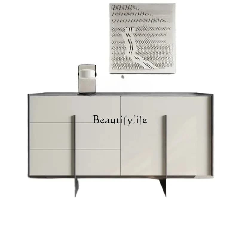 solid wood dining side cabinet modern simple living room rock slab tea cabinet dining room partition entrance