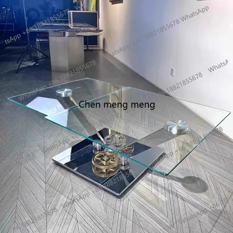 Rotating Mechanical Coffee Tables Nordic Designer Stainless Steel Glass Coffee Tables Italian Classic Furniture