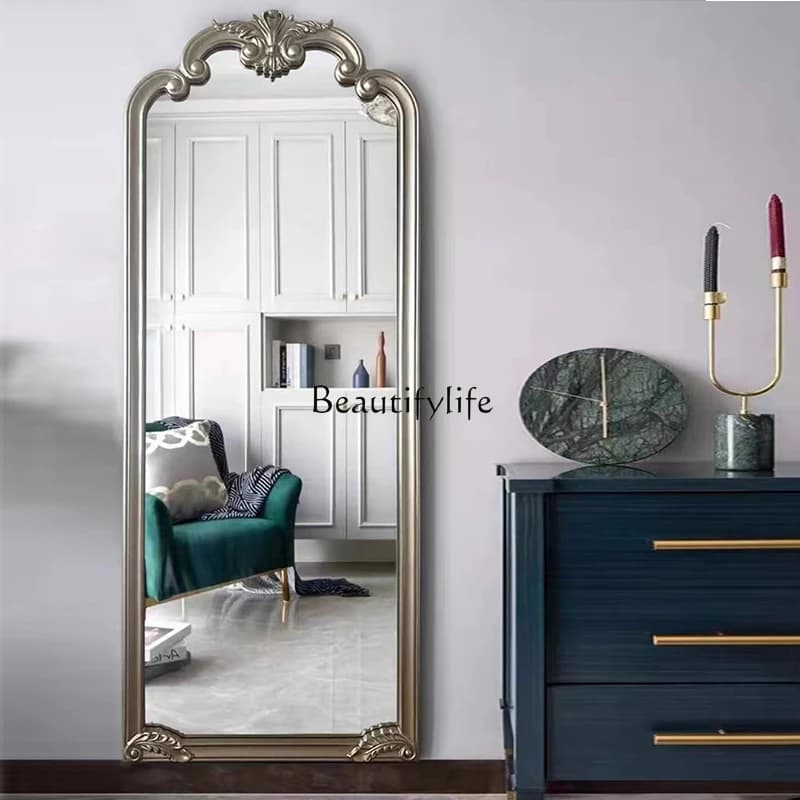 Retro French home floor-to-ceiling full-body mirror European light luxury high definition clothing store wall full-length mirror