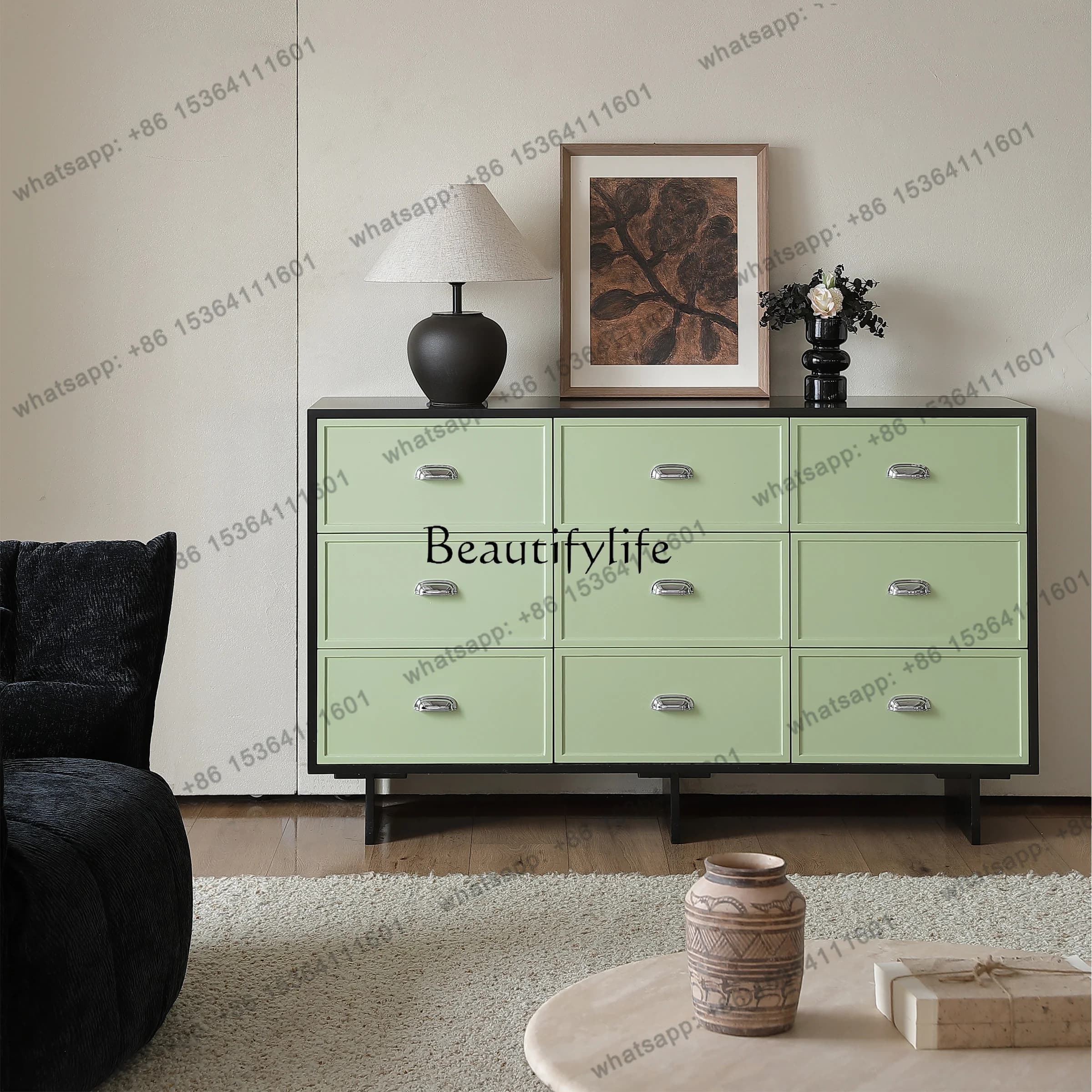 Customizable Modern Medieval Nine-chest Cabinet Retro Solid Wood Mystery Cabinet