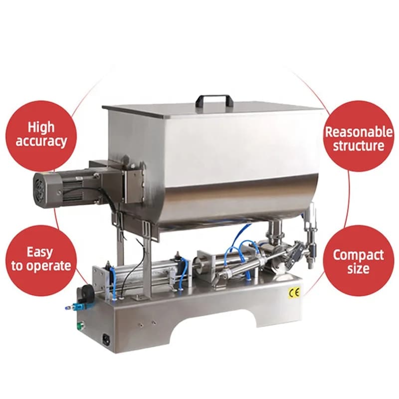 Factory Price 100-1500ml Desktop U Type Single Head Beverage Liquid Honey Paste Fluid Sauce Mixing Hopper Custom Filling Machine
