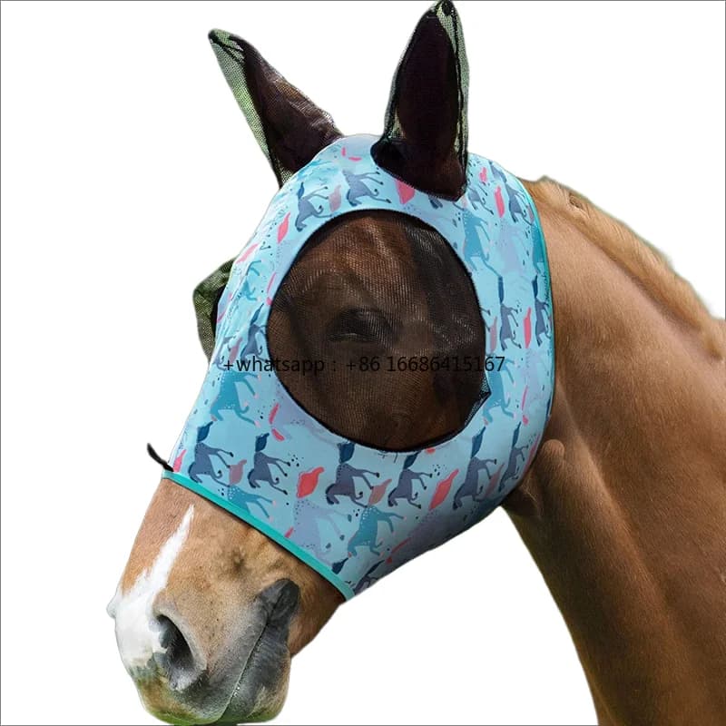 Upgrade Super Comfortable Clear Sight Horse Face Cover With Ears Visible Mesh Material Soft Horse Flymask Care Products