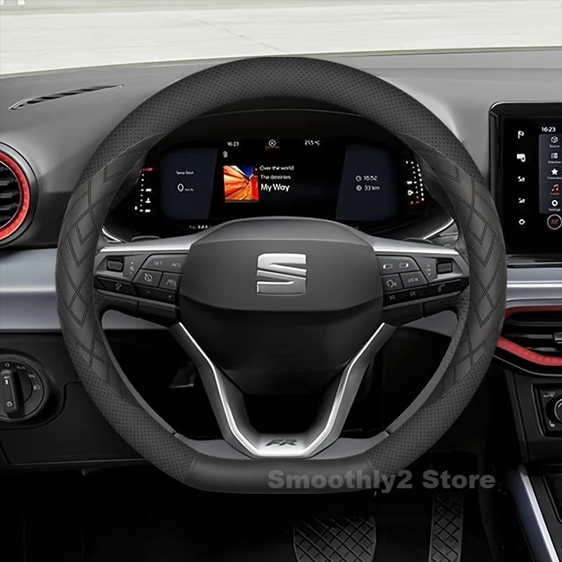 Leather Car Steering Wheel Cover For Seat Arona 2024 2018-2023 Covers For Covers Auto interior Seat leon Accessories 2020