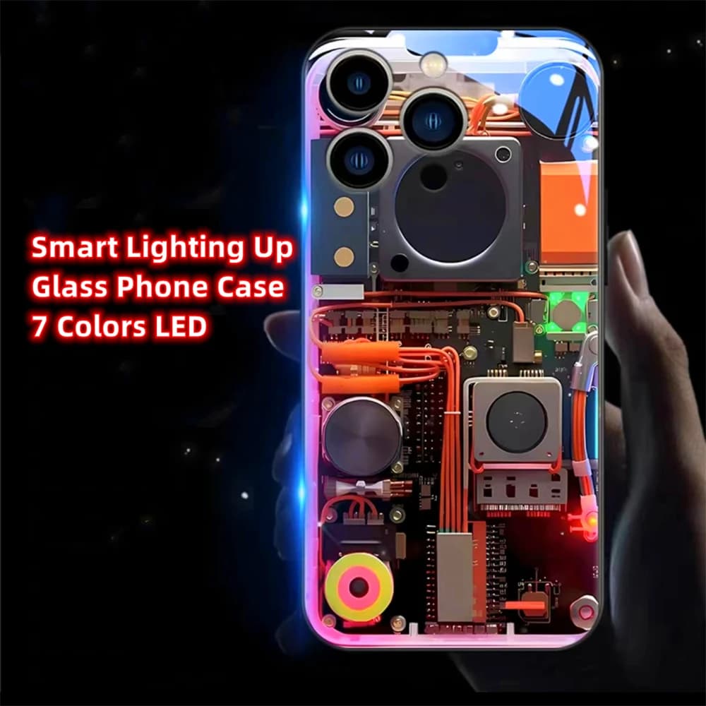 Mechanical Internal Screen Led Light Call Flash Glitter Phone Case For XiaoMi 15 14 13 12 11 Pro Ultra Poco F3 F4 F5