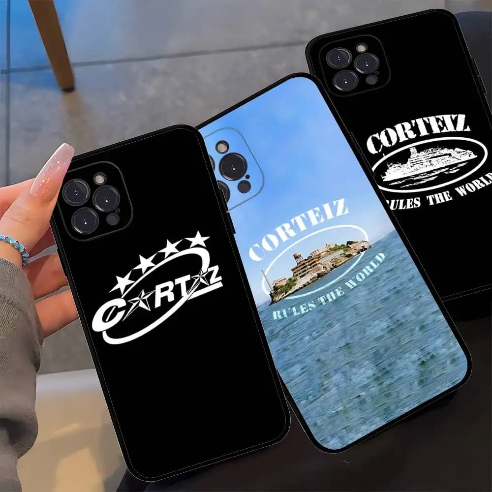Hot Fashion C-Corteizs For IPhone 17 16 15 14 13 12 11 Pro Max Plus Shockproof Black Soft Phone Cover