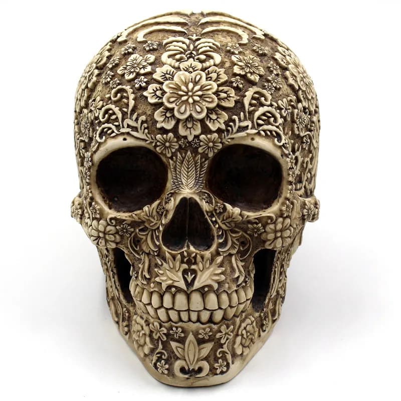 Human Skull Head Sculpture Decor, Creative Skull Flowers, Halloween Decoration, Home Decor