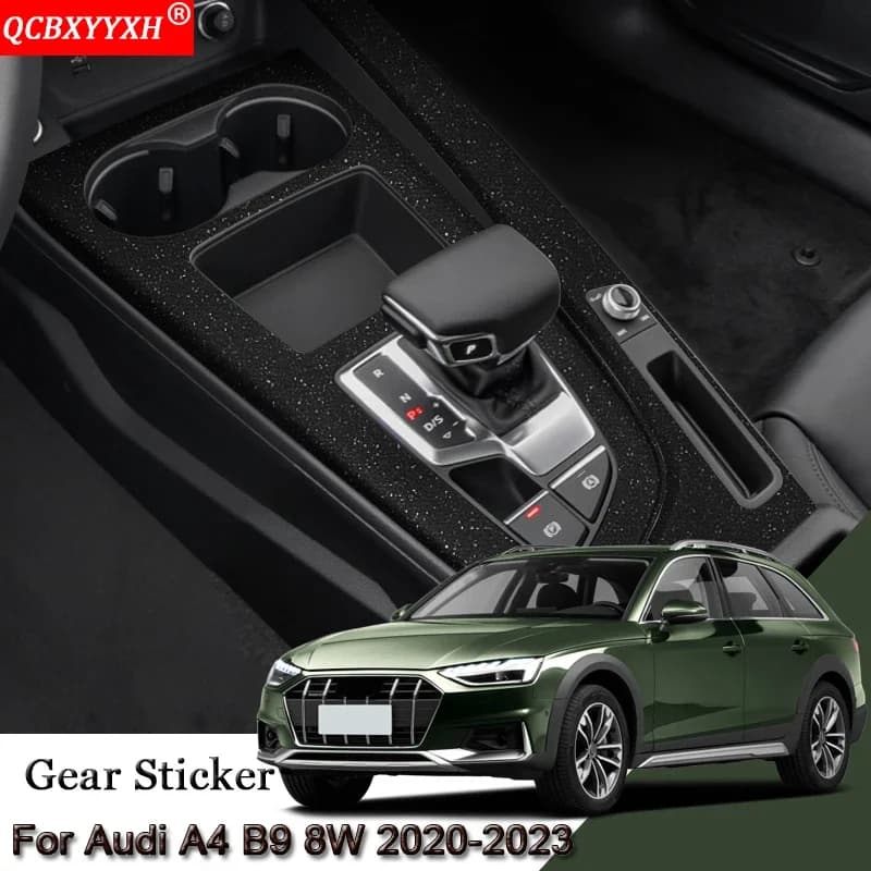 Car Interior Sticker For Audi A4 B9 8W 2020-2023 Car Gear Panel Sticker Gear Box Protective Film Carbon Fiber Black Accessories