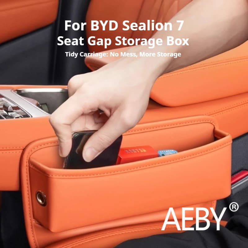 AEBY For BYD Sealion 7 2024 Seat Gap Filler, Car Seat Side Storage Box, Waterproof Leather Material Car Interior Accessories