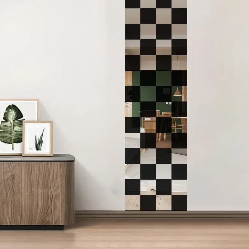 Square Mosaic 3D Stereoscopic Acrylic Mirror Wall Sticker New Self-adhesive Wardrobe Wall Decoration Moisture-proof Waterproof