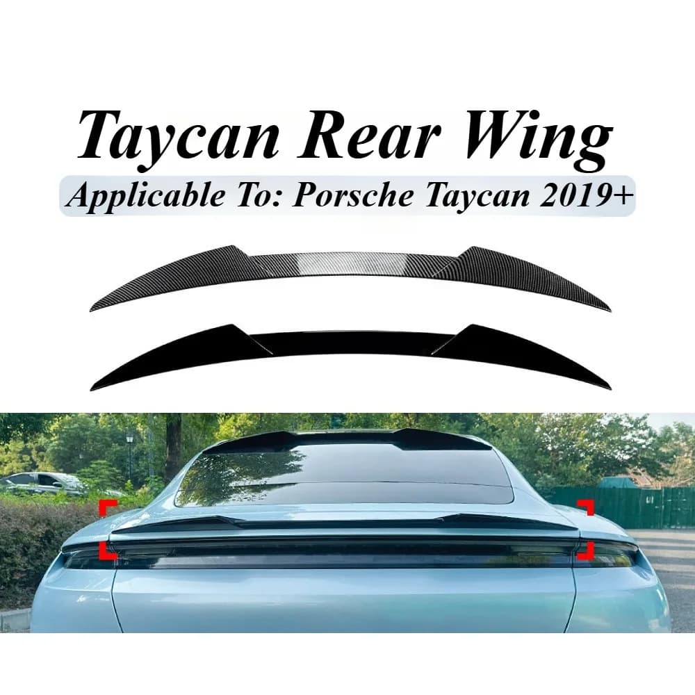 For Porsche Taycan 2019+ Blade Style Rear Spoiler Ducktail Wing Aero Upgrade Direct Fit Gloss Black ABS Material Styling Package