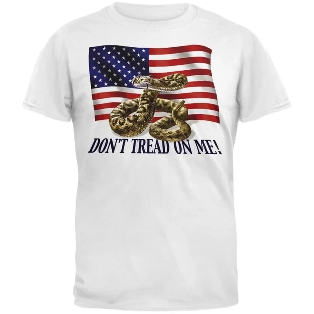 Don't Tread on Me T-Shirt American Flag Printed Summer Men's Cotton T-shirt