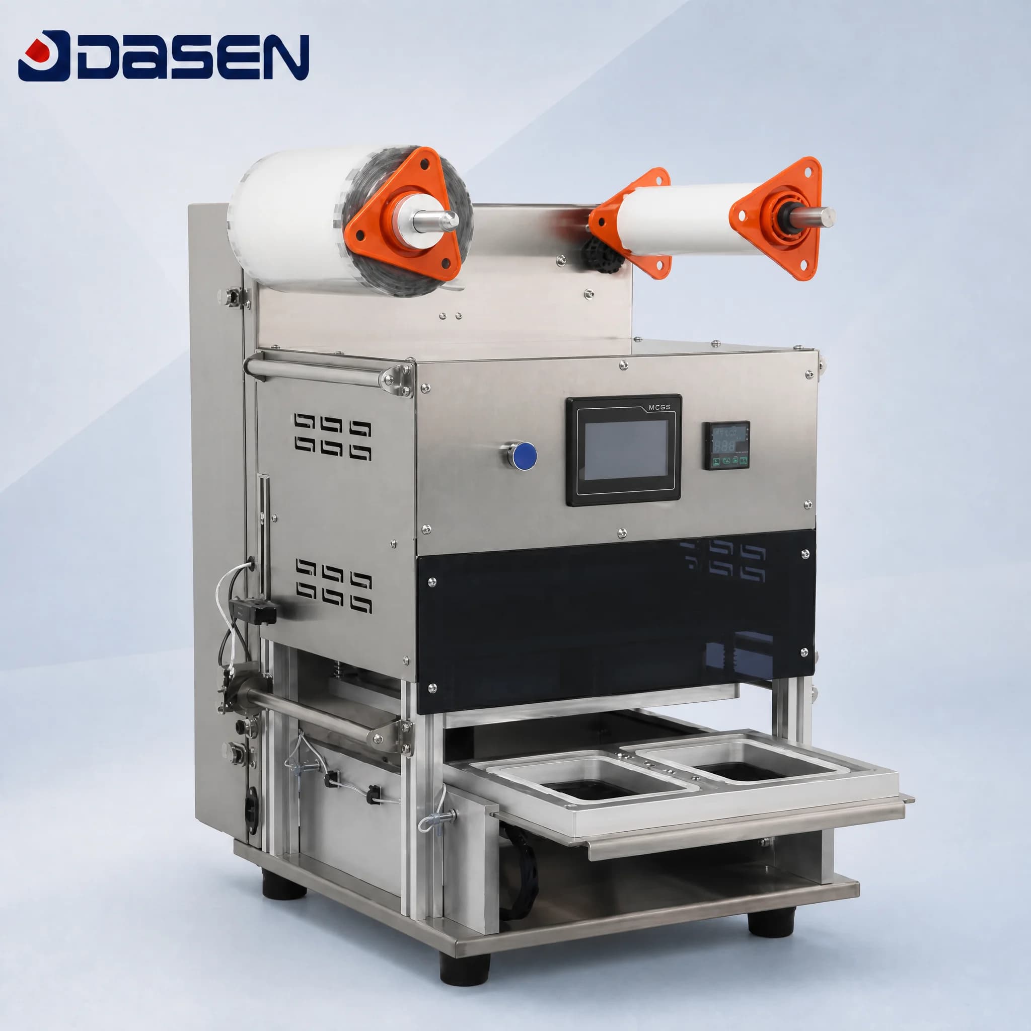 Multi-Cavity Food Tray Sealer MAP Packaging Machine Electric Film Heat Sealing