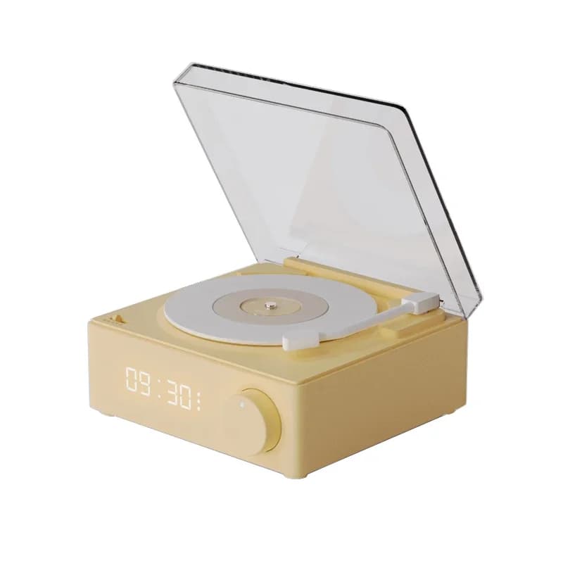 Retro Atomic Vinyl Wireless Bluetooth Speaker Alarm Clock Audio Small Record Player Ideas