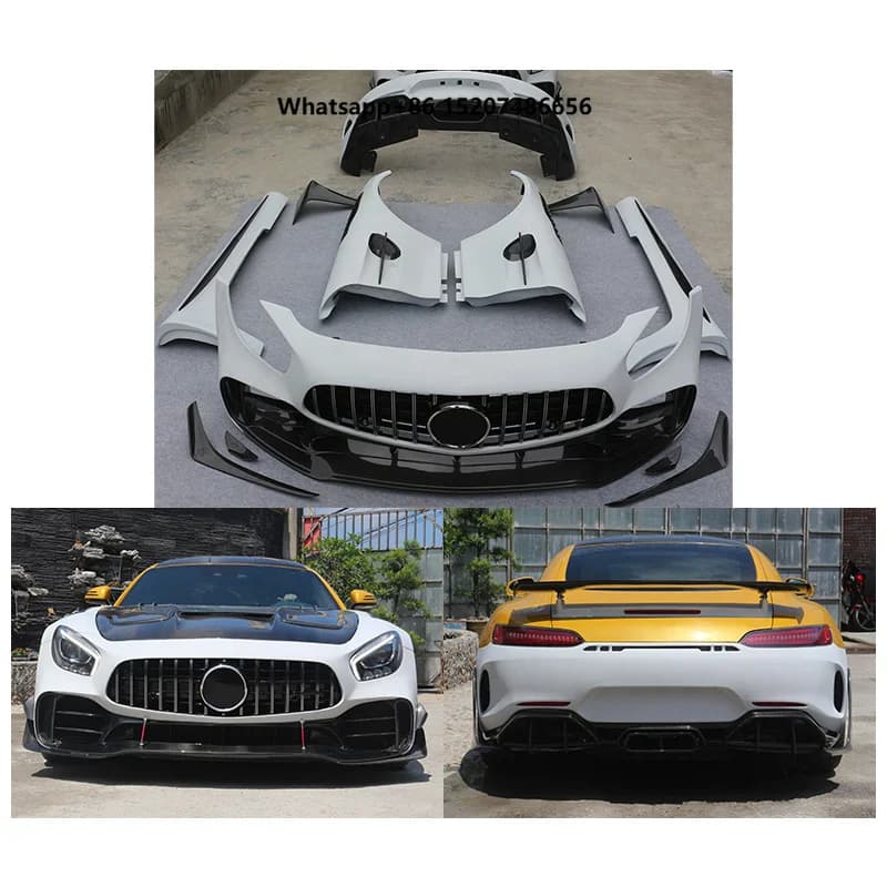 Car Modification Upgrade  PRO Half Carbon Fiber Body Kit Front Rear Bumper Side Skirt Fender for 2015-2023 AMG GT