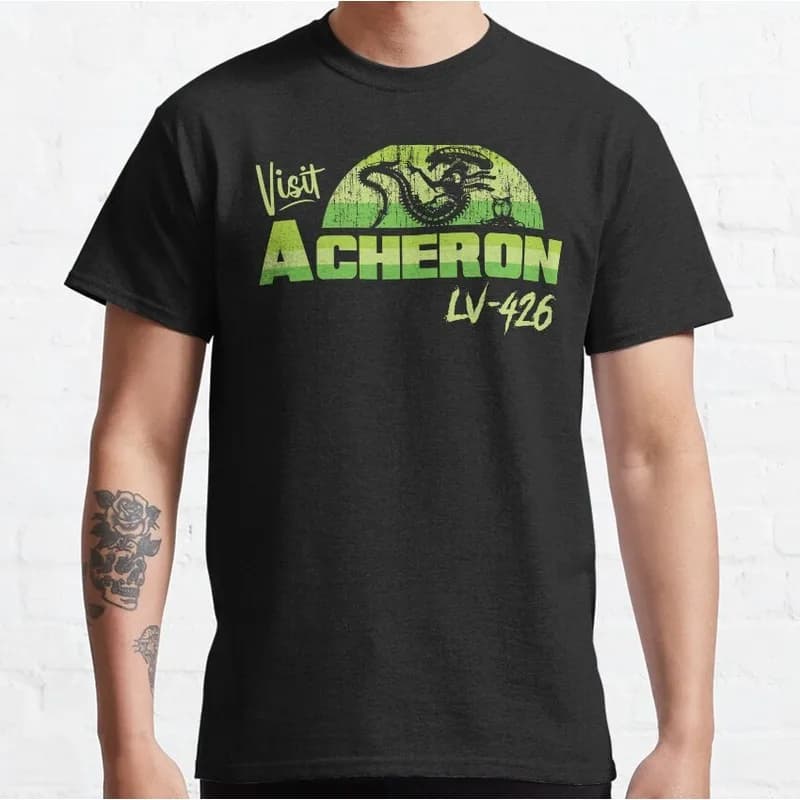 Visit LV-426 Alien Movie Graphic T‑Shirt Vintage Sci‑Fi Horror Xenomorph Print Tee Unisex Short Sleeve Casual Streetwear S-6XL