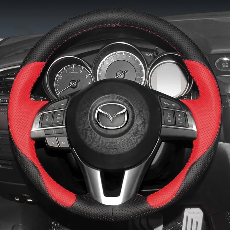 DIY Hand Sewing Car Steering Wheel Cover for Mazda 3 Cx-4 Cx-5 Atenza 6 Car Genuine Leather Interior Accessories