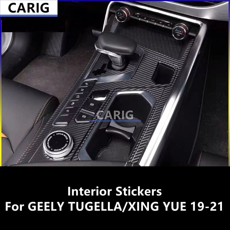For GEELY TUGELLA/XING YUE 19-21 Interior Stickers Gear Shift Wood Grain,Carbon Fiber Pattern Film Modification