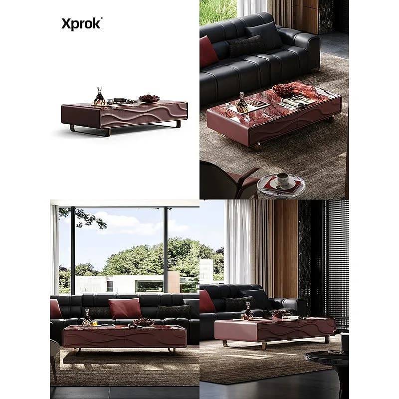 Tide Light Luxury Coffee Table TV Stand for Living Room Italian Natural Marble Stone