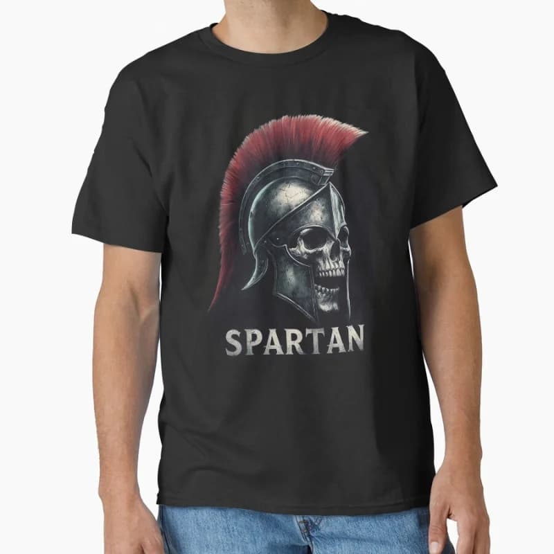 Skull Spartan Warrior Spartan warrior helmet ancient greece this is sparta T Shirt for men Large size Adult tops S-6XL