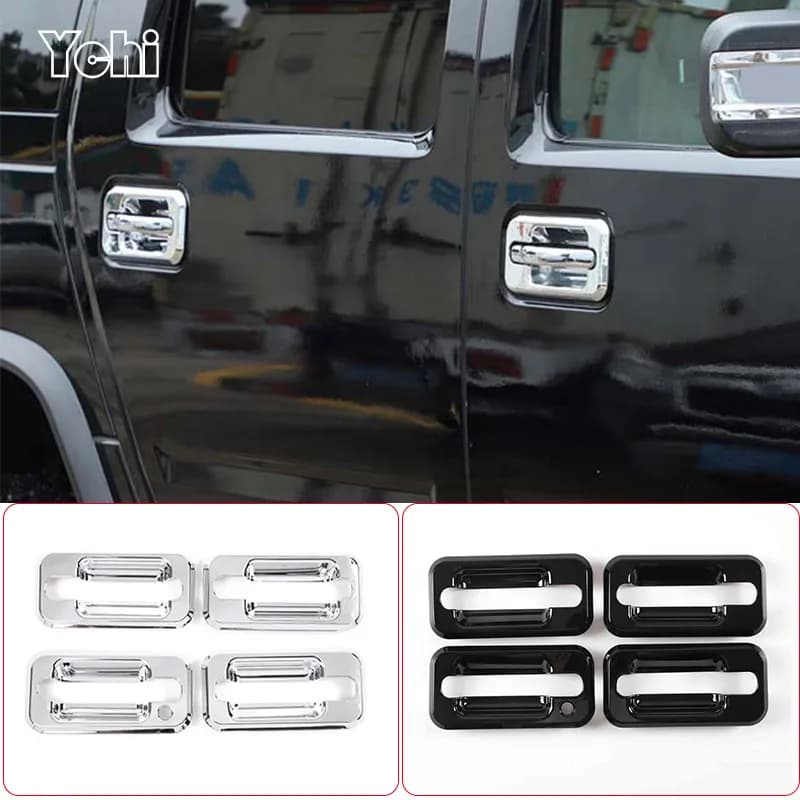 ABS Bright Silver Car Exterior Handle Door Bowl Cover Decorative Sticker For Hummer H2 2003-2009 Auto Accessories