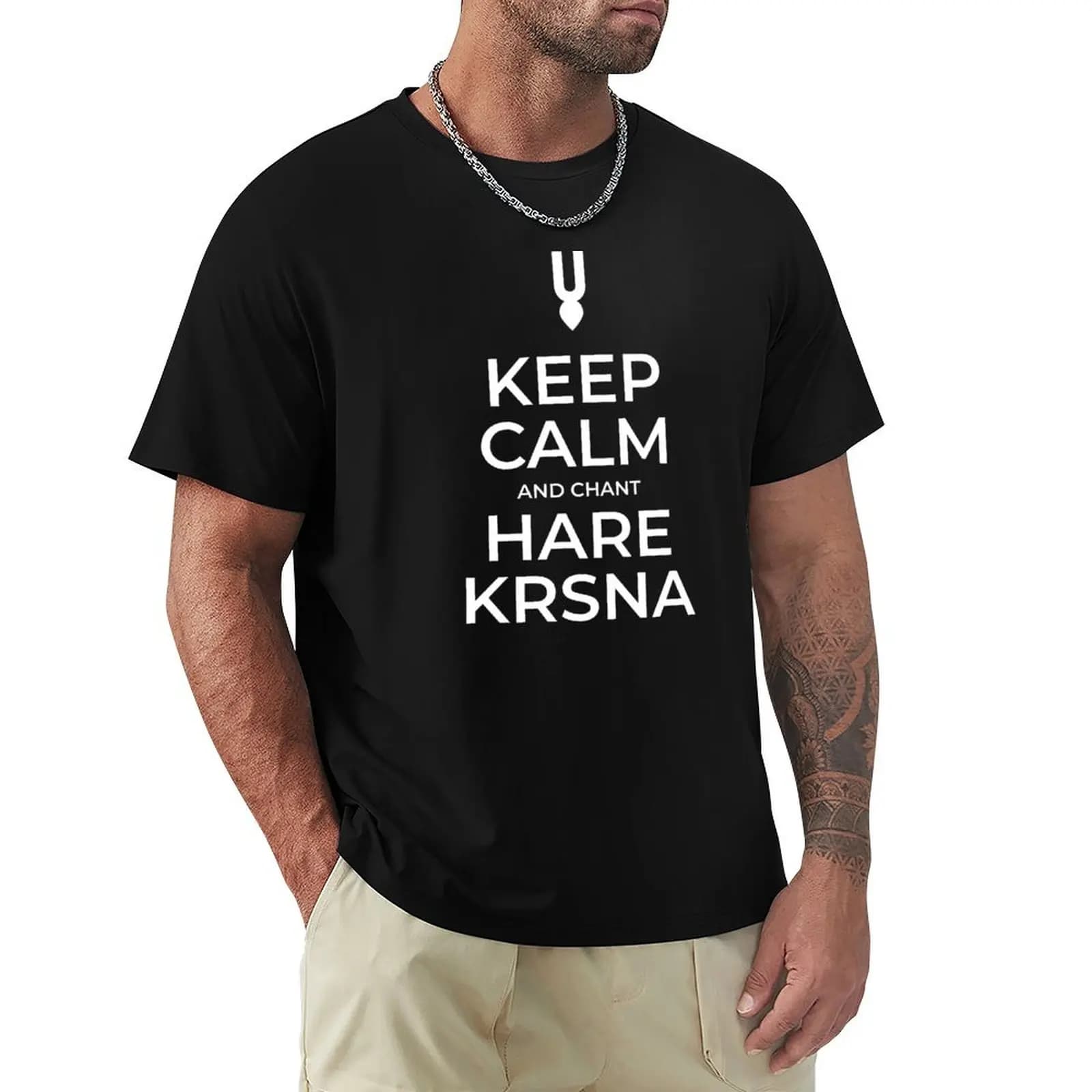 Keep Calm and Chant Hare Krsna ISKCON Hare Krishna with tilaka T-Shirt T-shirts oversize mens graphic t-shirts big and tall