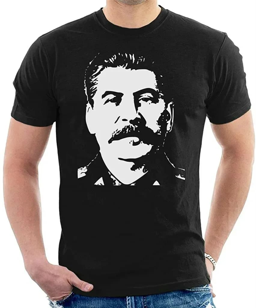 Communist Soviet Leader Stalin Portrait Printed T-Shirt 100% Cotton O-Neck Short Sleeve Summer Casual Mens T-shirt Streetwear