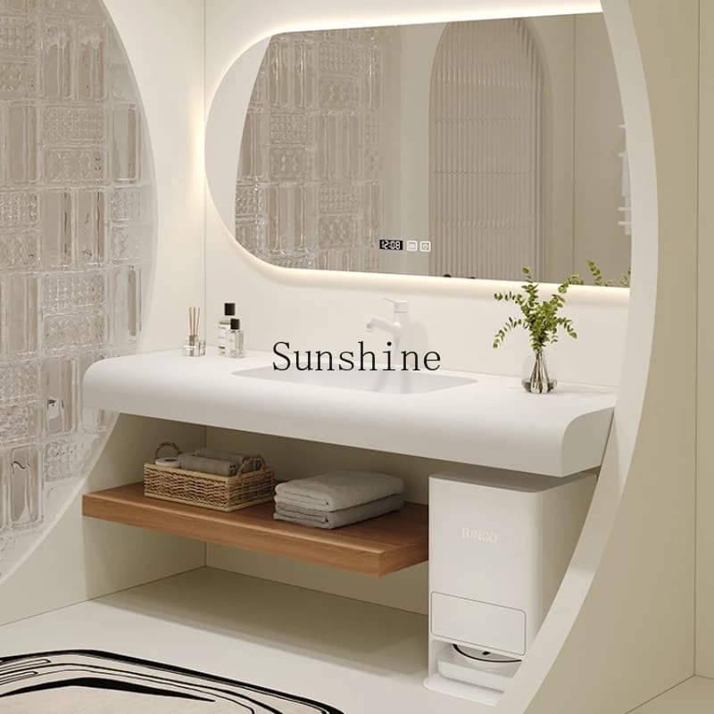 Slate double-layer modern simple bathroom hand/face integrated basin cabinet combination  FT