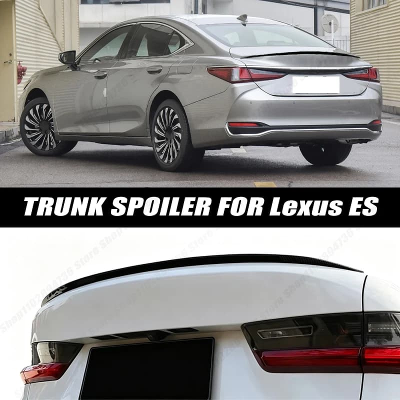 120CM Glossy Black Soft Rubber Universal Rear Trunk Spoiler 5D Carbon Look Tail Wing Fit For Lexus ES Sedan Car Accessories
