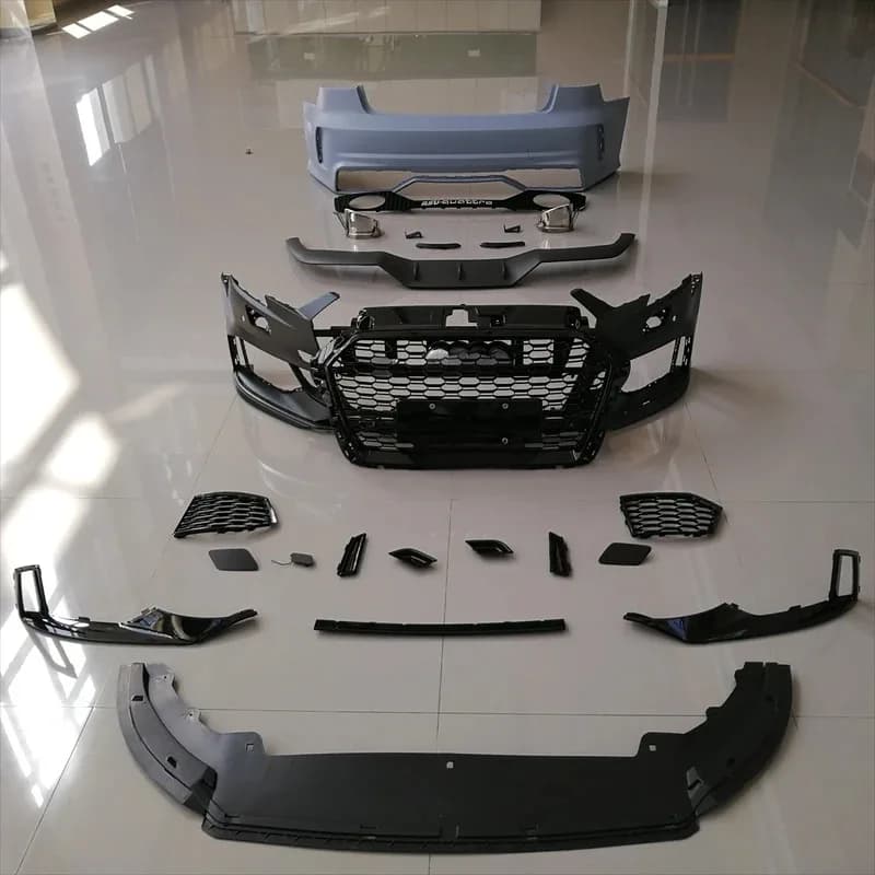 Upgr 2017-2019 RS3 style bodykit body kit the front and rear bumper sets with lamps for  A3 S3 sedan car parts 2013-2016
