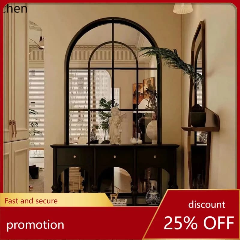 CZ Living Room Arch Retro Real and Fake Window Iron Art Stainless Steel Glass Creative Arch Screen Partition