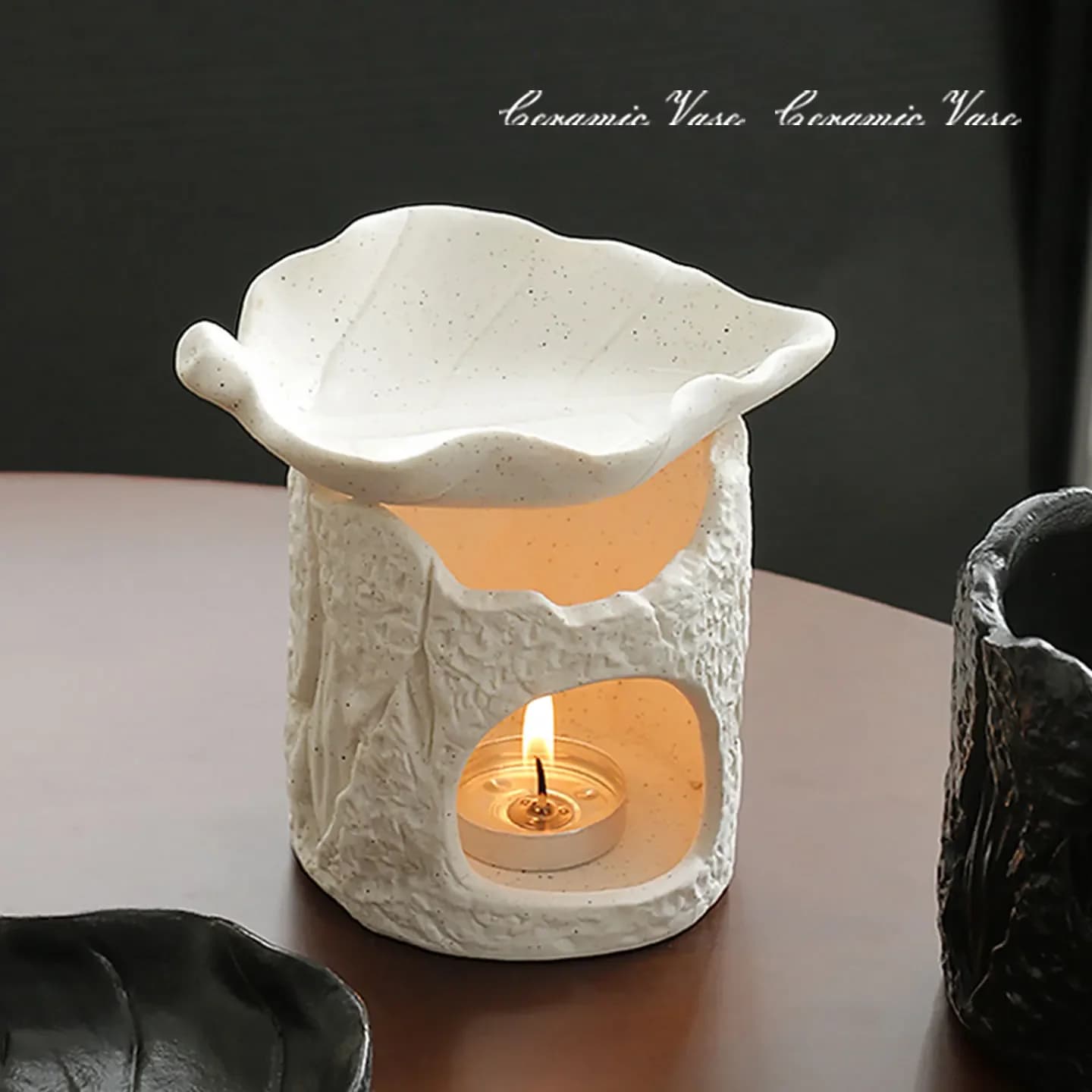 Ceramic Candle Holder Oil Burner Trim Aromatherapy Diffuser Heating Wax Melting Stove for Home Candle Wax Melting Decor Gift