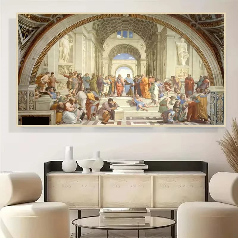 Famous Figure Painting Art School of Athens By Raphael Posters and Prints on Canvas Wall Art Pictures Room Home Decor Mural
