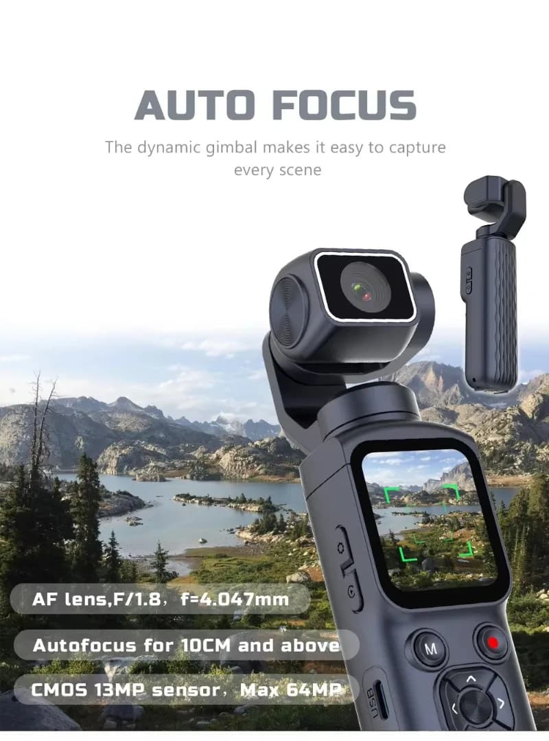4K  Vlog Gimbal Camera 330° Automatic Tracking Rotation for Shooting 1.72-inch  2400mAh Battery Life Streaming Camera