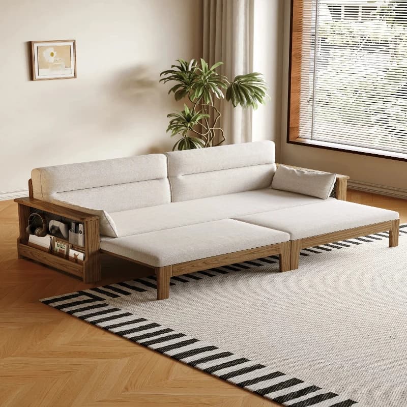 LH all solid wood sofa bed push-pull retractable multi-functional dual-purpose storage folding bed