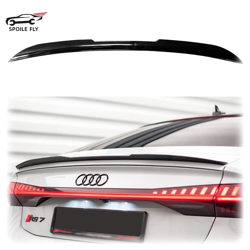 High Quality ABS Spoiler For Audi A7 S7 RS7 2019 2020 2021 2022 Car Rear Wing Body Kit By ABS Glossy Black Or Carbon Fiber Look