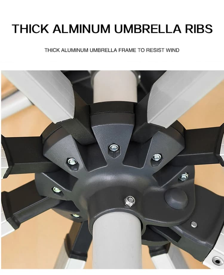 2026 hot sales Custom Logo Weatherproof Commercial Patio 360 Degree Rotating Light Emitting Diode Sun Umbrella Garden
