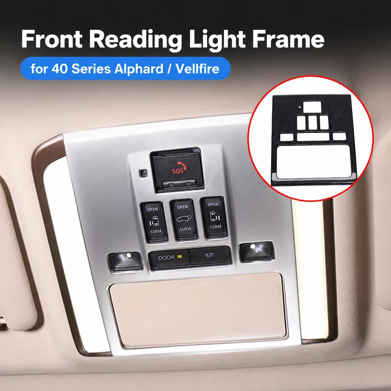Car Front Reading Light Frame for Toyota Alphard Vellfire 40 Series ABS Overhead Console Trim 1 Piece Auto Interior Accessories