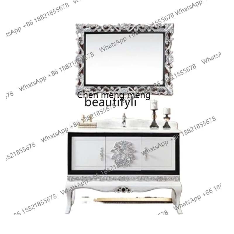 Customized European bathroom cabinet Solid wood bathroom washbasin American washbasin cabinet Neoclassical combination washbasin