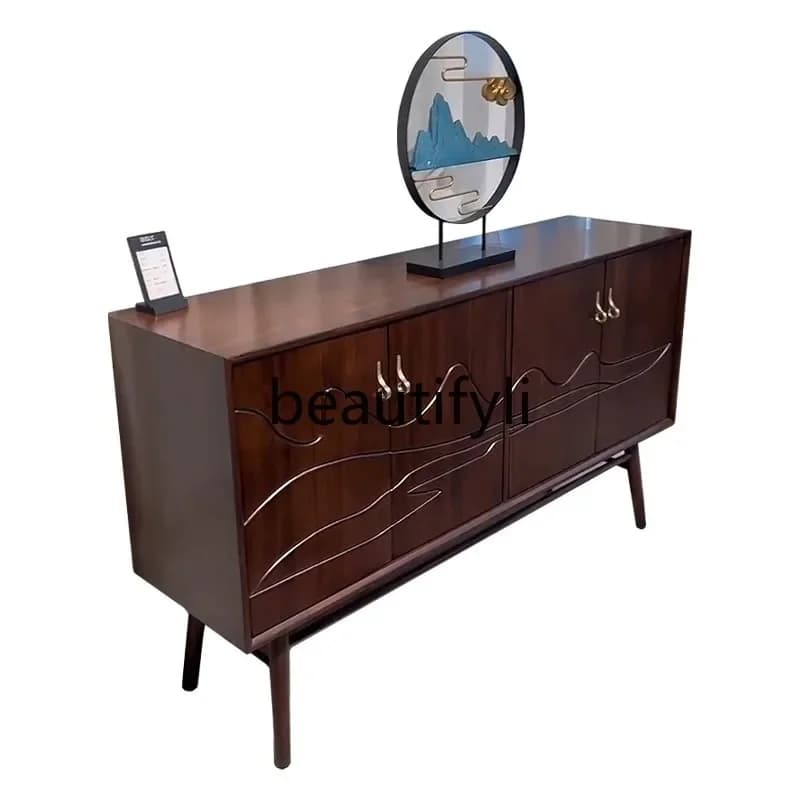 Chinese-style ebony wood dining side cabinet Modern simple light luxury solid wood storage storage entrance decorative ca