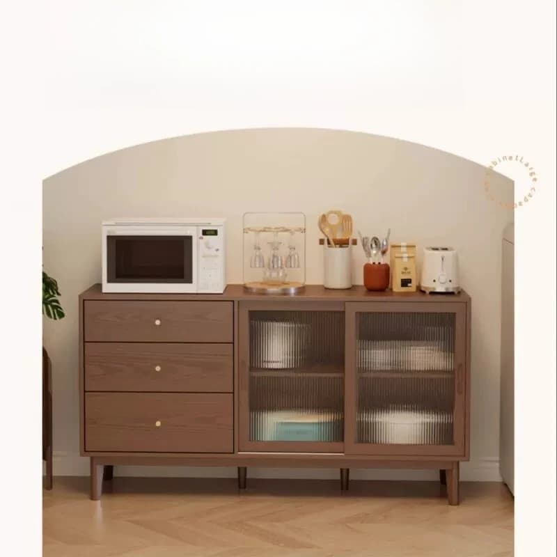 DSA solid wood dining side cabinet integrated wall storage wine cabinet household storage kitchen storage cupboard